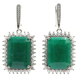 Emerald Ruby Sapphire CZ Wedding 925 Silver Pendant Earrings Set