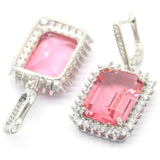 Stunning Spessartine Garnet Morganite CZ Silver Earrings