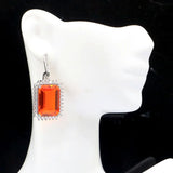 Stunning Spessartine Garnet Morganite CZ Silver Earrings