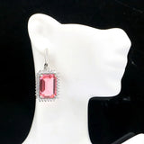 Stunning Spessartine Garnet Morganite CZ Silver Earrings