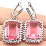 Stunning Spessartine Garnet Morganite CZ Silver Earrings