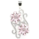 Big European Aquamarine Pink Kunzite CZ 925 Silver Pendant