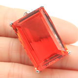 Eye-Catching Rectangle Shape Orange Spessartine Garnet Silver Pendant