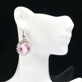 Pink Kunzite CZ Silver Earrings for Women