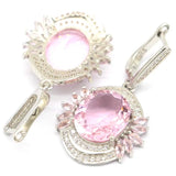Pink Kunzite CZ Silver Earrings for Women