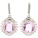 Pink Kunzite CZ Silver Earrings for Women