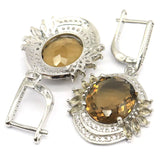 Stunning Smokey Quartz Zircon Silver Earrings for Women