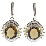 Stunning Smokey Quartz Zircon Silver Earrings for Women
