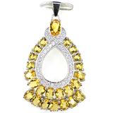Pink Tourmaline Citrine Aquamarine 925 Sterling Silver Pendant