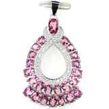 Pink Tourmaline Citrine Aquamarine 925 Sterling Silver Pendant