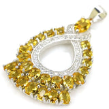 Pink Tourmaline Citrine Aquamarine 925 Sterling Silver Pendant