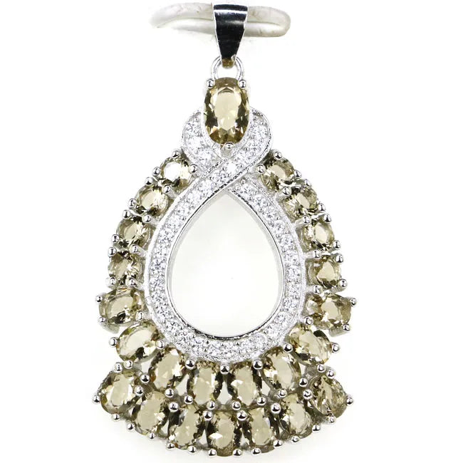 Pink Tourmaline Citrine Aquamarine 925 Sterling Silver Pendant