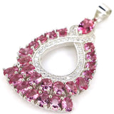 Pink Tourmaline Citrine Aquamarine 925 Sterling Silver Pendant