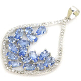 Pink Tourmaline Tanzanite CZ 925 Sterling Silver Pendant