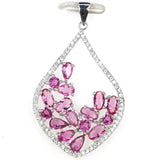 Pink Tourmaline Tanzanite CZ 925 Sterling Silver Pendant