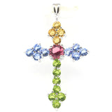 Pink Tourmaline Peridot Citrine Tanzanite Sapphire Silver Pendant