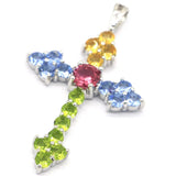 Pink Tourmaline Peridot Citrine Tanzanite Sapphire Silver Pendant