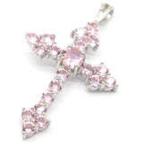 Romantic Cross Tanzanite Pink Kunzite CZ Silver Pendant
