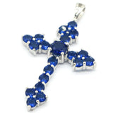 Romantic Cross Tanzanite Pink Kunzite CZ Silver Pendant