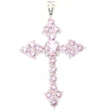 Romantic Cross Tanzanite Pink Kunzite CZ Silver Pendant