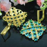 Rich Aquamarine CZ Women Earrings Pendant Set