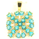 Rich Aquamarine CZ Women Earrings Pendant Set