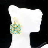 Rich Aquamarine CZ Women Earrings Pendant Set