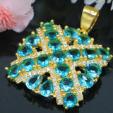 Rich Aquamarine CZ Women Earrings Pendant Set