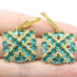 Rich Aquamarine CZ Women Earrings Pendant Set