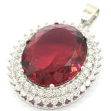 Gorgeous Pink Rhodolite Garnet CZ Silver Pendant