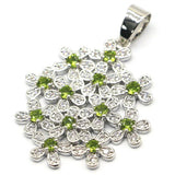 Green Peridot Aquamarine Pink Tourmaline CZ Silver Pendant