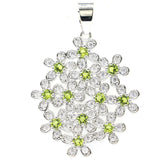 Green Peridot Aquamarine Pink Tourmaline CZ Silver Pendant