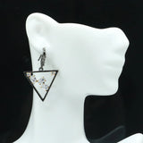 Vintage Trangle Jewelry Set Gothic Bright Cubic Zircon Silver Pendant Earrings