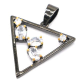 Vintage Trangle Jewelry Set Gothic Bright Cubic Zircon Silver Pendant Earrings