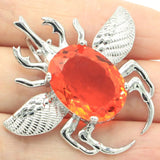 Big Insect Orange Spessartine Garnet Women Wedding Silver Pendant