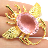 Big Pink Kunzite Insect Silver Pendant for Women
