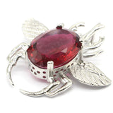 Big Insect Pink Tourmaline Kunzite Silver Pendant for Women