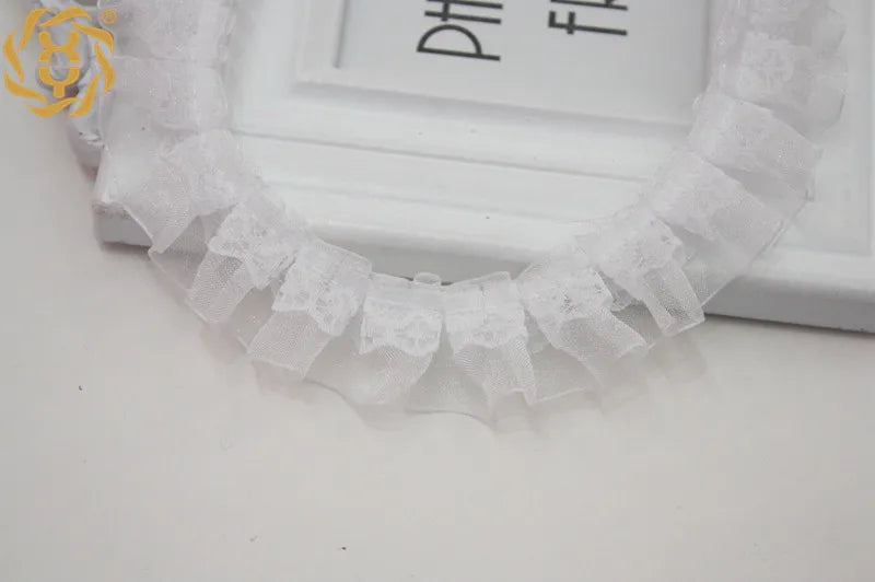 2.5cm Satin Ruffle Lace Trim Ribbon Pleated Tape Dress Doll Clothes 0.98'' Width