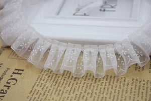 2.5cm Tulle Mesh Lace Ribbon Ruffle Trim Fabric - DIY Sewing Supplies