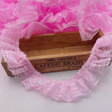 Double Layer Tulle Ruffle Trim Embroidered Sewing Clothing for Girl