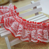 Double Layer Tulle Ruffle Trim Embroidered Sewing Clothing for Girl