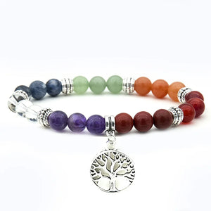 Men's Natural Stone Fatima Hand Bracelet Agate Tree of Life Jewelry Gift