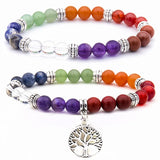 Men's Natural Stone Fatima Hand Bracelet Agate Tree of Life Jewelry Gift