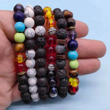 Men's Natural Stone Fatima Hand Bracelet Agate Tree of Life Jewelry Gift