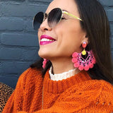 Boho Crystal Tassel Chain Drop Earrings - Large Style