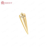 4PCS 16x5MM 24K Brass Zircon Cone Charms Pendants DIY Jewelry Findings
