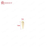 4PCS 16x5MM 24K Brass Zircon Cone Charms Pendants DIY Jewelry Findings