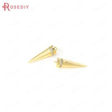 4PCS 16x5MM 24K Brass Zircon Cone Charms Pendants DIY Jewelry Findings
