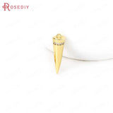 4PCS 16x5MM 24K Brass Zircon Cone Charms Pendants DIY Jewelry Findings