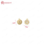 4PCS 10x10MM Brass Zircon Round Star Charms Pendants Jewelry Making Supplies